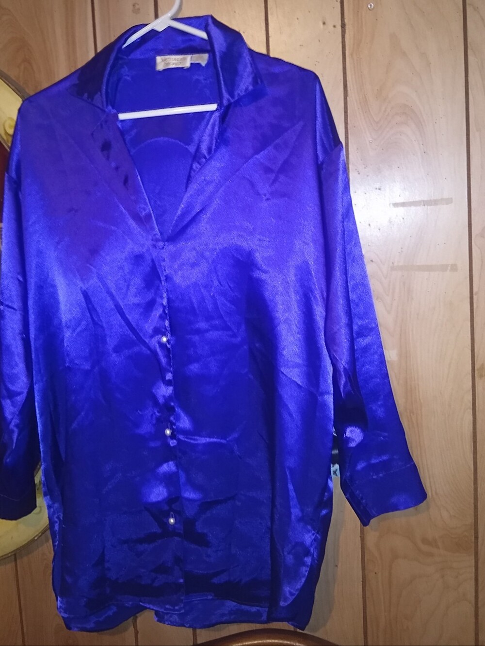 Vintage Victoria's Secret Satin Button-Front Sleep Shirt in Deep Purple
